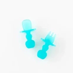 Bumkins - Conjunto de Utensílios para Bebês, Mastigadores de Silicone, Geléia Azul Fashion