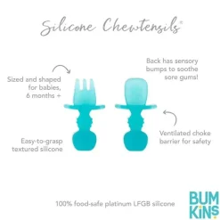 Bumkins - Conjunto de Utensílios para Bebês, Mastigadores de Silicone, Geléia Azul Fashion