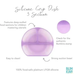 Bumkins - placa de sucção para crianças e bebês, prato de silicone dividido, geléia roxa Best