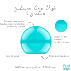 Bumkins - placa de sucção para crianças e bebês, prato de silicone dividido, geléia azul Outlet