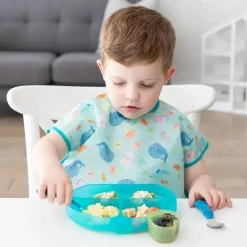 Bumkins - placa de sucção para crianças e bebês, prato de silicone dividido, geléia azul Outlet