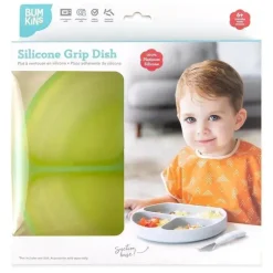 Bumkins - placa de sucção para crianças e bebês, prato de silicone dividido, geléia verde Fashion