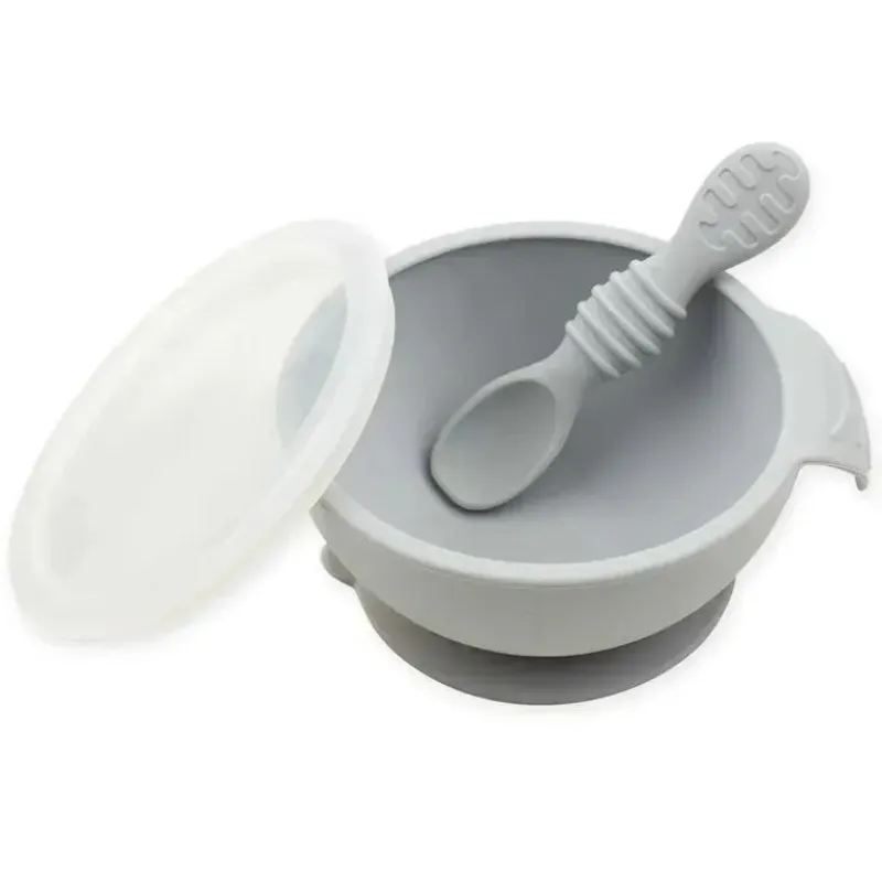 bumkins__primeiro_conjunt_SKU2cd5w11F_0.webp Bumkins - Primeiro conjunto de alimentação de silicone com tampa e colher, cinza Fashion