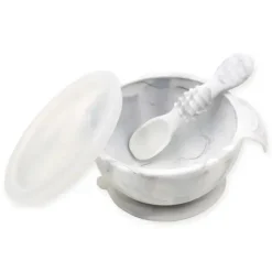 Bumkins silicone primeiro conjunto de alimentação com tampa e colher, mármore Clearance