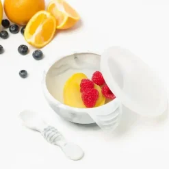 Bumkins silicone primeiro conjunto de alimentação com tampa e colher, mármore Clearance