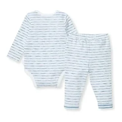 Burt's Bees Baby Burts Bees - Baby Slub Stripe Bodysuit Set Underwater Clearance