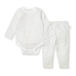 Burt's Bees Baby Burts Bees - Baby Unisex Slub Stripe Bodysuit Set, Mossy Green Online