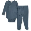 Burt's Bees Baby Burts Bees - Baby Unisex Wrap Front Bodysuit Set, Underwater Hot