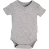 Burt's Bees Baby Burts Bees – Body de manga curta com costura reversa e decote em V, cinza mesclado Discount