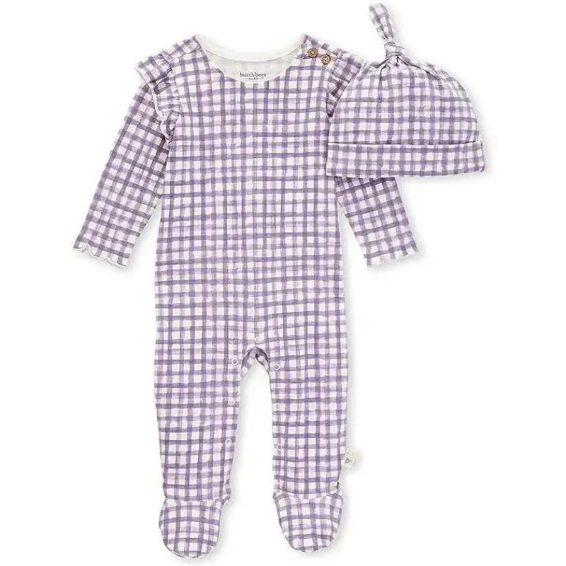 burts_bees__conjunto_de_m_SKUS2G2znjP_0.webp Burt's Bees Baby Burts Bees – Conjunto de macacão Micro Gingham e cartola com nó, Dawn Fashion
