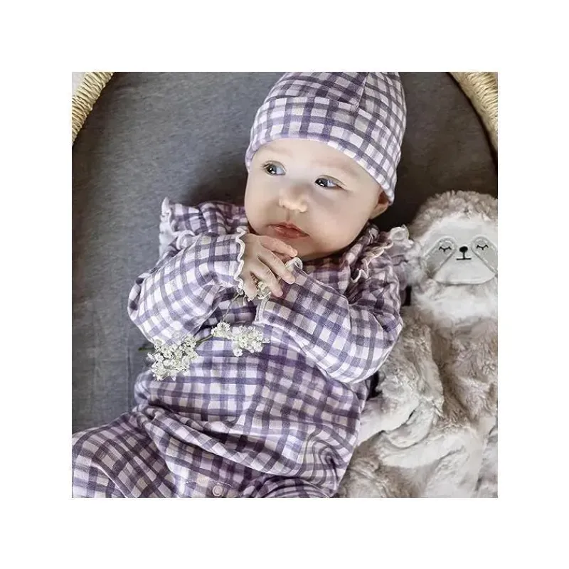 burts_bees__conjunto_de_m_SKUS2G2znjP_1.webp Burt's Bees Baby Burts Bees – Conjunto de macacão Micro Gingham e cartola com nó, Dawn Fashion
