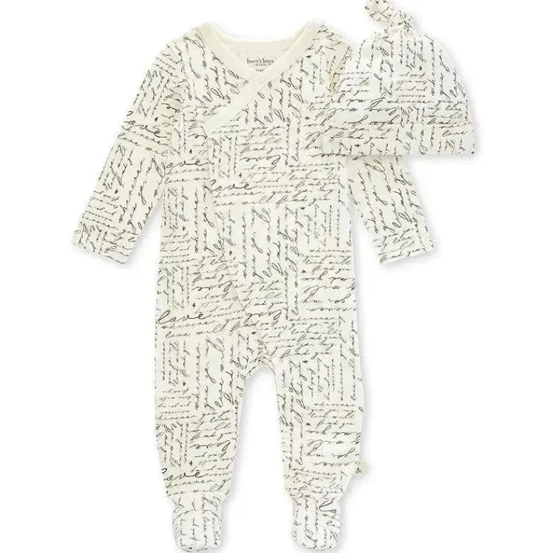 burts_bees__conjunto_de_m_SKUfUhqbr8s_0.webp Burt's Bees Baby Burts Bees – Conjunto de macacão e chapéu com nó My Love Will Follow Footed, casca de ovo Online