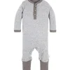 Burt's Bees Baby Burts Bees - Macacão Henley Neutro para Bebê, Heather Grey, Prematuro Online