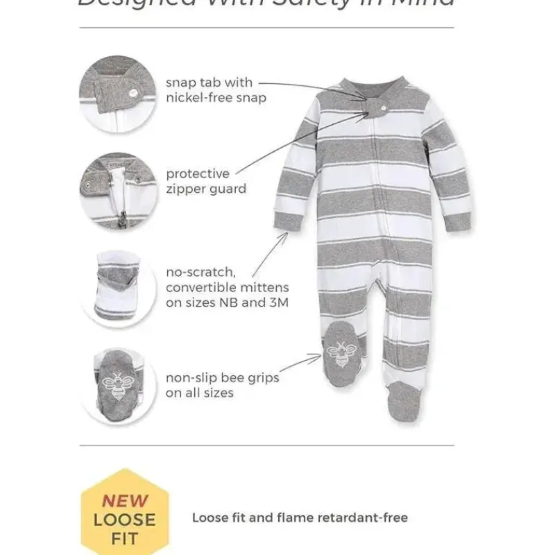 burts_bees__pijama_honey__SKU8POWP0JY_2.webp Burt's Bees Baby Burts Bees - Pijama Honey Bee Orgânico para dormir e brincar para bebês, cinza urze Fashion