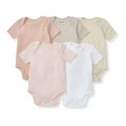 Burt's Bees Baby Burts Bees - 5Pk Baby Girl Solid Short Sleeve Bodysuits, Pink Sand Best