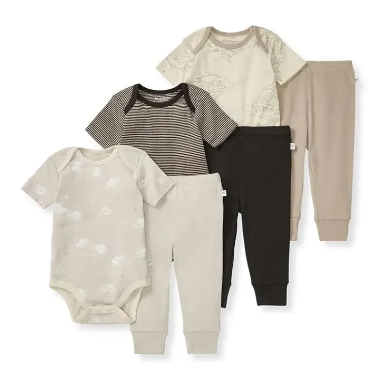 burts_bees__pk_baby_unise_SKUPpgAGAPj_0.webp Burt's Bees Baby Burts Bees - 6Pk Baby Unisex Organic Cotton Bodysuit & Pant Set, Limestone Clearance