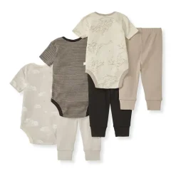 Burt's Bees Baby Burts Bees - 6Pk Baby Unisex Organic Cotton Bodysuit & Pant Set, Limestone Clearance
