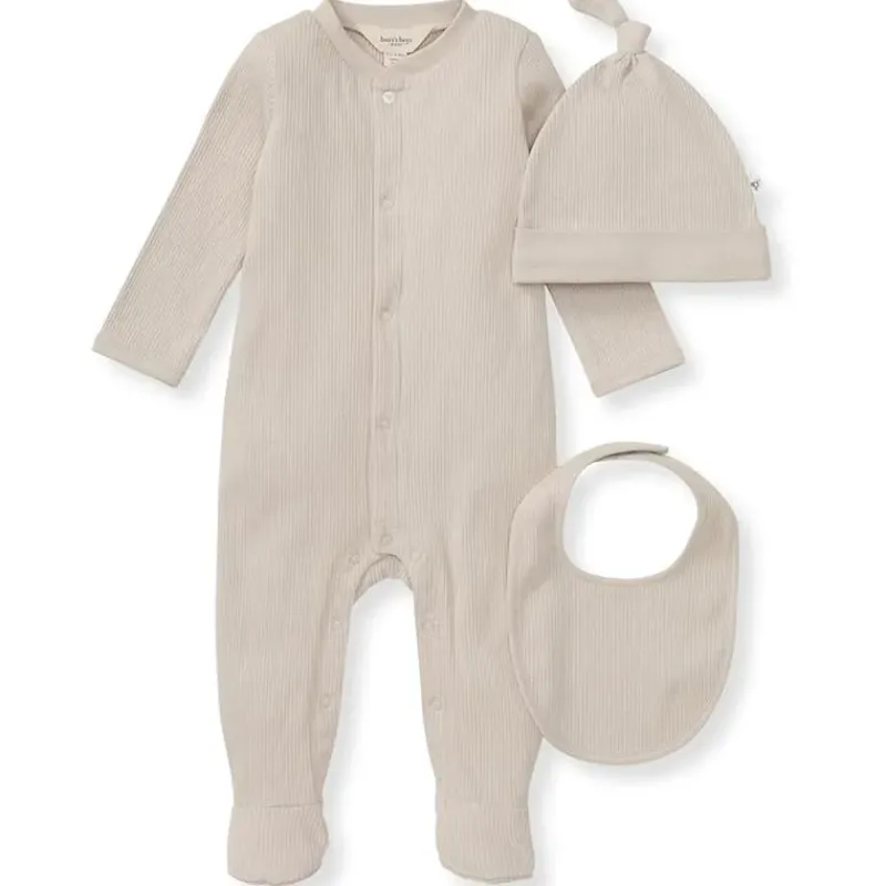 burts_bees__pk_jumpsuit_h_SKU4kb2iqKp_0.webp Burt's Bees Baby Burts Bees - 3Pk Jumpsuit, Hat & Bib Set, Limestone Outlet