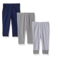 Baby Vision Calças Afuniladas de Algodão Luvable Friends Bebés Meninas - Pacote de 3 Azul Fashion