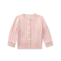 Ralph Lauren Cardigan bebê bebê malha de algodão com toque rosa Online