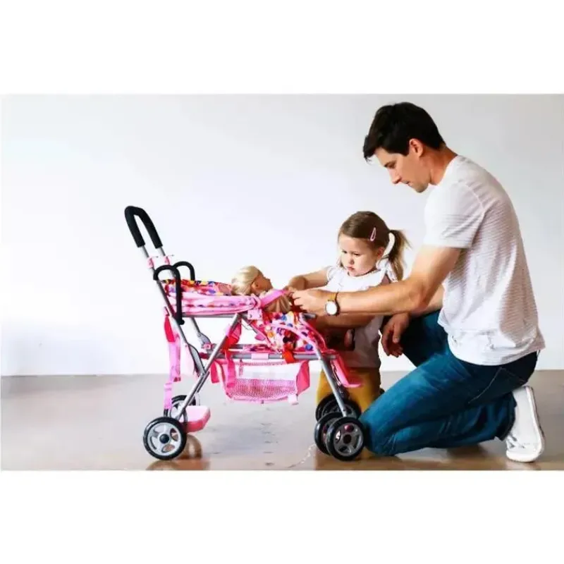carrinho_tandem_joovy_toy_SKUYnaEnrvQ_3.webp Joovy Carrinho Tandem Toy Doll Caboose, ponto rosa Hot