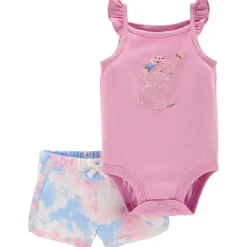 Carter's Carters - Conjunto curto e body de elefante de bebê menina 2 unidades, rosa Clearance