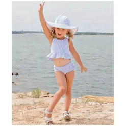 RuffleButts Chapéu de natação Periwinkle Blue Seersucker, 3T-5 Outlet