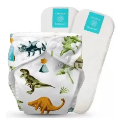 Charlie Banana - Sistema de Fraldas de Pano Reutilizáveis e Laváveis de Lã de Bebê Dinossauros Fashion