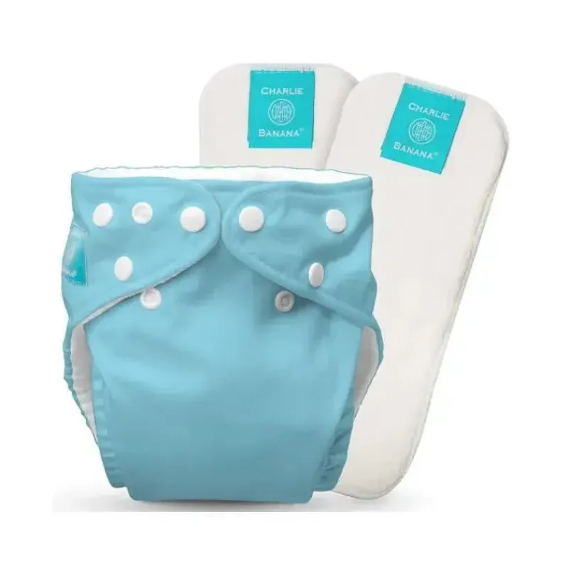 charlie_banana__sistema_d_SKUgA2i4UWw_0.webp Charlie Banana - Sistema de Fraldas de Pano Reutilizáveis e Laváveis de Lã Azul para Bebês Fashion