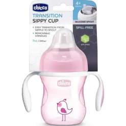 Chicco - Bico de Silicone Transição Sippy Cup 7 Oz Rosa 4M+ Best