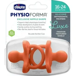 Chicco - Chupeta PhysioForma Luxe Silicone One Piece para Bebés dos 16 aos 24 meses 2 unidadesTerracota Fashion