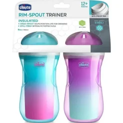 Chicco - 2Pk Isolado Rim Spout Trainer Sippy Cup 9 Oz. Rosa/Teal/Roxo Ombré Hot