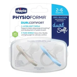 Chicco Feeding - Physioforma Dual Soft Pacifier Pearl/Sky 2-6M, 2Pk Online