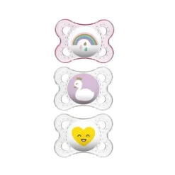 Mam Chupeta de silicone 3-pack 0-6M - rosa/transparente Hot