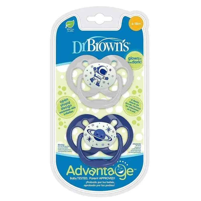 chupeta_dr_browns_advanta_SKUdzHuvYEi_0.webp Dr. Brown's Chupeta Dr. Brown's Advantage, Estágio 2, Brilha no Escuro, Azul, Pacote com 2 Discount