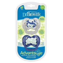 Dr. Brown's Chupeta Dr. Brown's Advantage Brilho no Escuro, 2 Contagem AZUL, 0-6 meses Discount