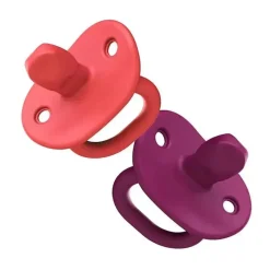 Boon Chupeta ortodôntica Jewl, estágio 2, 3 meses + chupeta de silicone, embalagem de 2, rosa Fashion