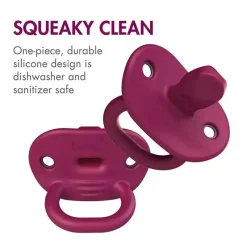 Boon Chupeta ortodôntica Jewl, estágio 2, 3 meses + chupeta de silicone, embalagem de 2, rosa Fashion