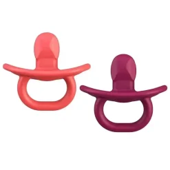Boon Chupeta ortodôntica Jewl, estágio 2, 3 meses + chupeta de silicone, embalagem de 2, rosa Fashion