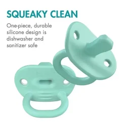 Boon Chupeta ortodôntica Jewl, chupeta de silicone, estágio 2, 3 meses +, pacote de 2, azul Hot