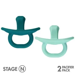 Boon Chupeta ortodôntica Jewl, chupeta de silicone, estágio 2, 3 meses +, pacote de 2, azul Hot