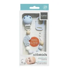 Kushies Baby Clipe de chupeta de silicone Kushies Silibeads - carro azul novo New