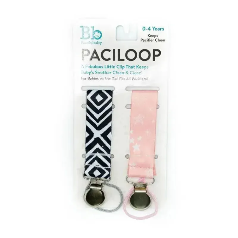 clipes_de_chupeta_com_est_SKUp8dZpSyK_0.webp Bazzle Baby Clipes de chupeta com estampa preta e rosa claro Bazzle bebê menina Clearance