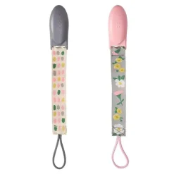 JJ Cole Clipes de chupeta Tomy 2 pk, rosa/cinza Fashion
