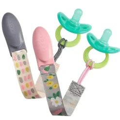 JJ Cole Clipes de chupeta Tomy 2 pk, rosa/cinza Fashion