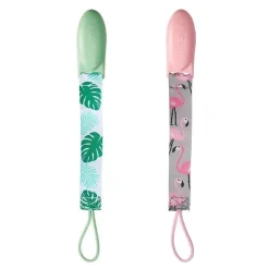 JJ Cole Clipes de chupeta Tomy 2 pk, Flamingo/Tropical New