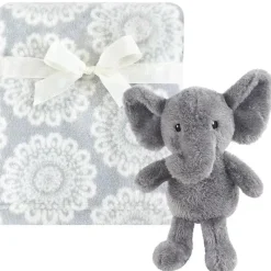 Baby Vision Cobertor de pelúcia com brinquedo, elefante fofo New