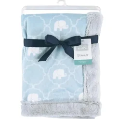 Baby Vision Cobertor de pelúcia com encadernação peluda, elefante Hot