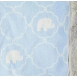 Baby Vision Cobertor de pelúcia com encadernação peluda, elefante Hot