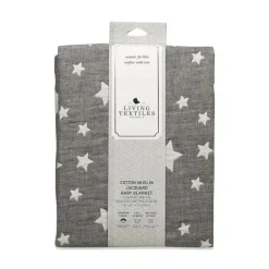 Living Textiles Cobertor jacquard de musselina de algodão - Grey Star Discount